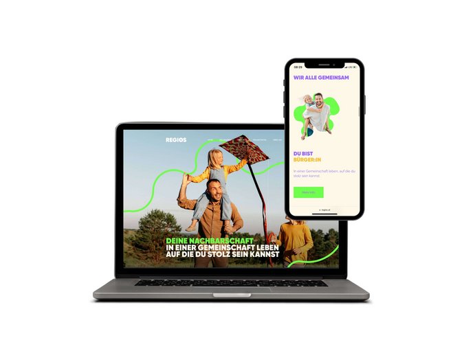 MockUp Laptop und Smartphone Screen vom Regios Webauftritt 