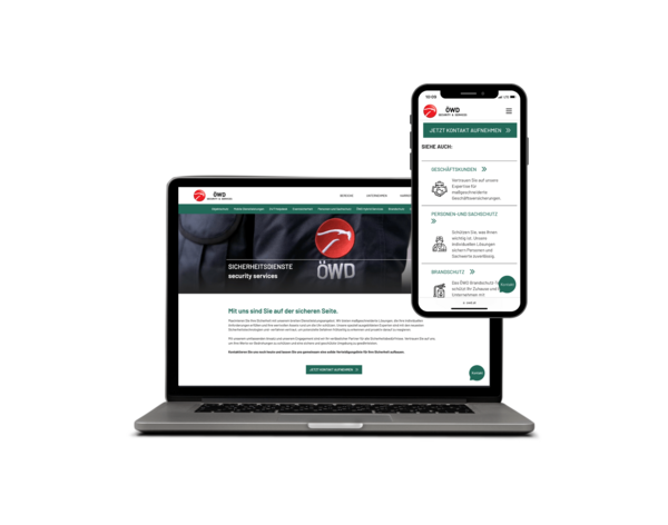 Screenansicht des ÖWD Webauftrittes auf Bildschirm und Smartphone